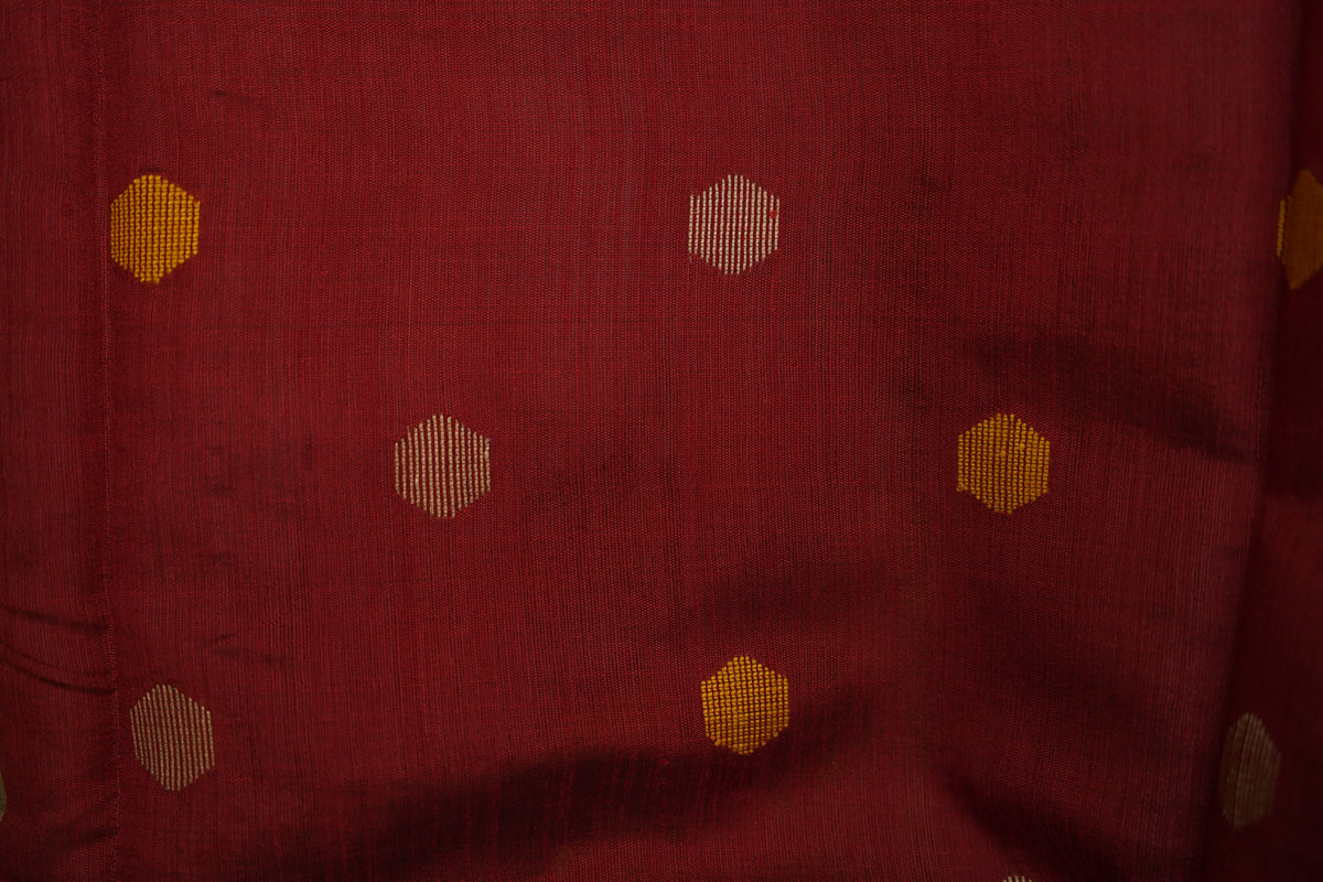 Dotted in Crimson Raw Silk Sarees