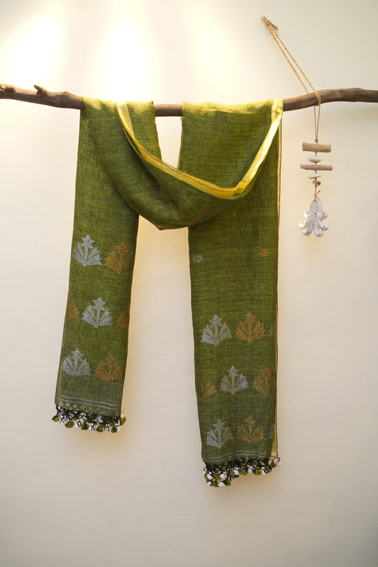 Forest Undercurrent 2.5 metres / 2.5 Metres Linen Jamdani