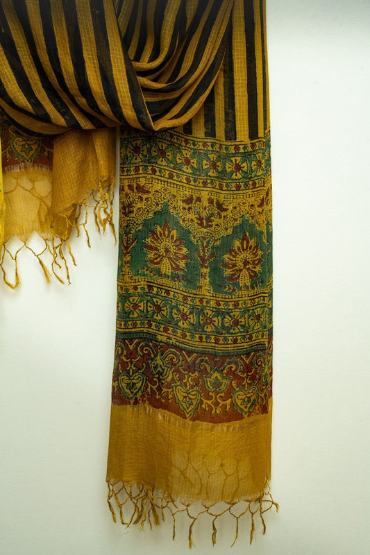 Whispers of Mustard and Bloom Ajrakh Dupattas