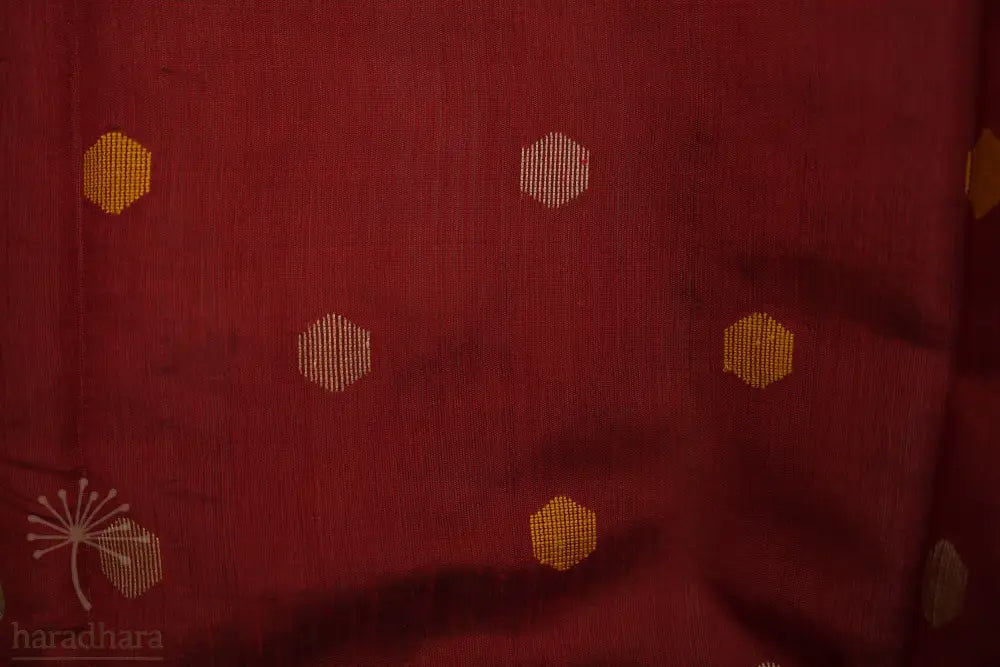 Dotted in Crimson Raw Silk Sarees