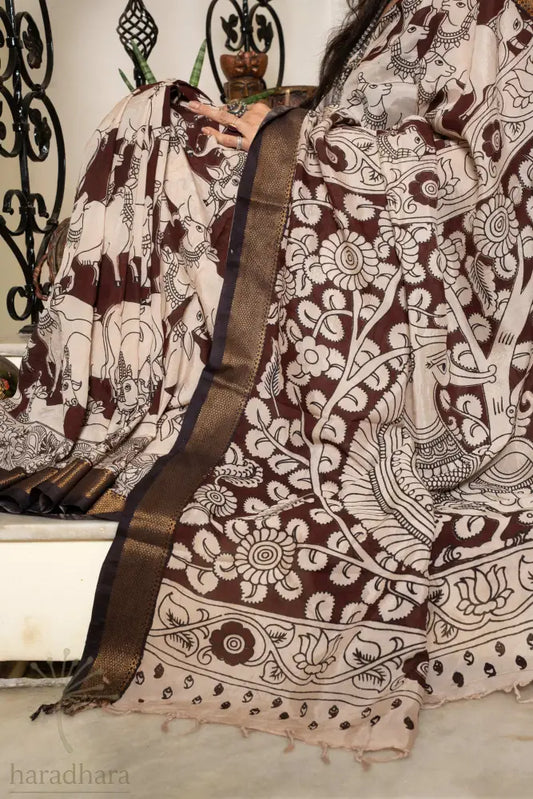 Pastures Of Grace Kalamkari Sarees