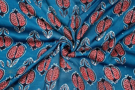Ruby Seeds on Midnight Blue Modal Silk Fabrics