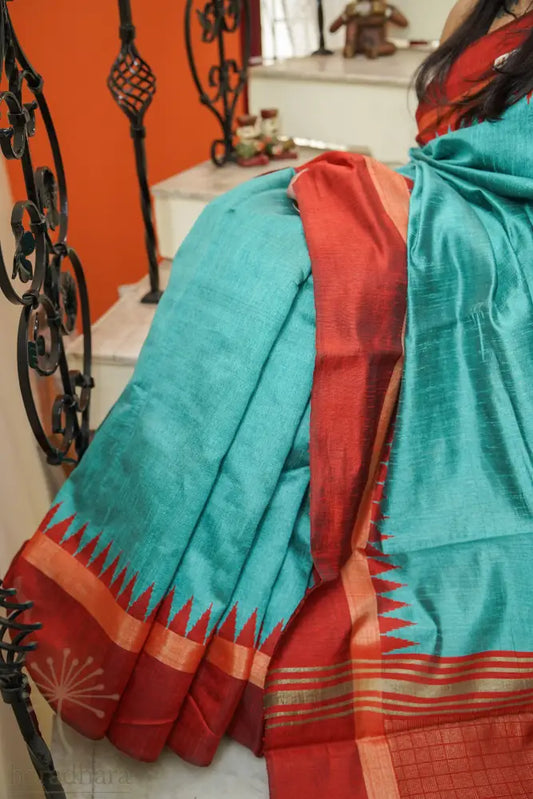 Where Blue Meets Red Raw Silk Sarees