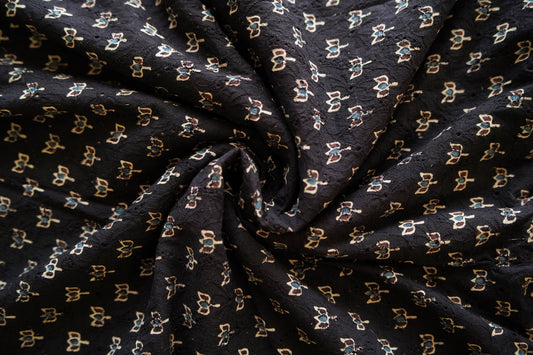 Midnight Lotus Ajrakh Hakoba Fabrics