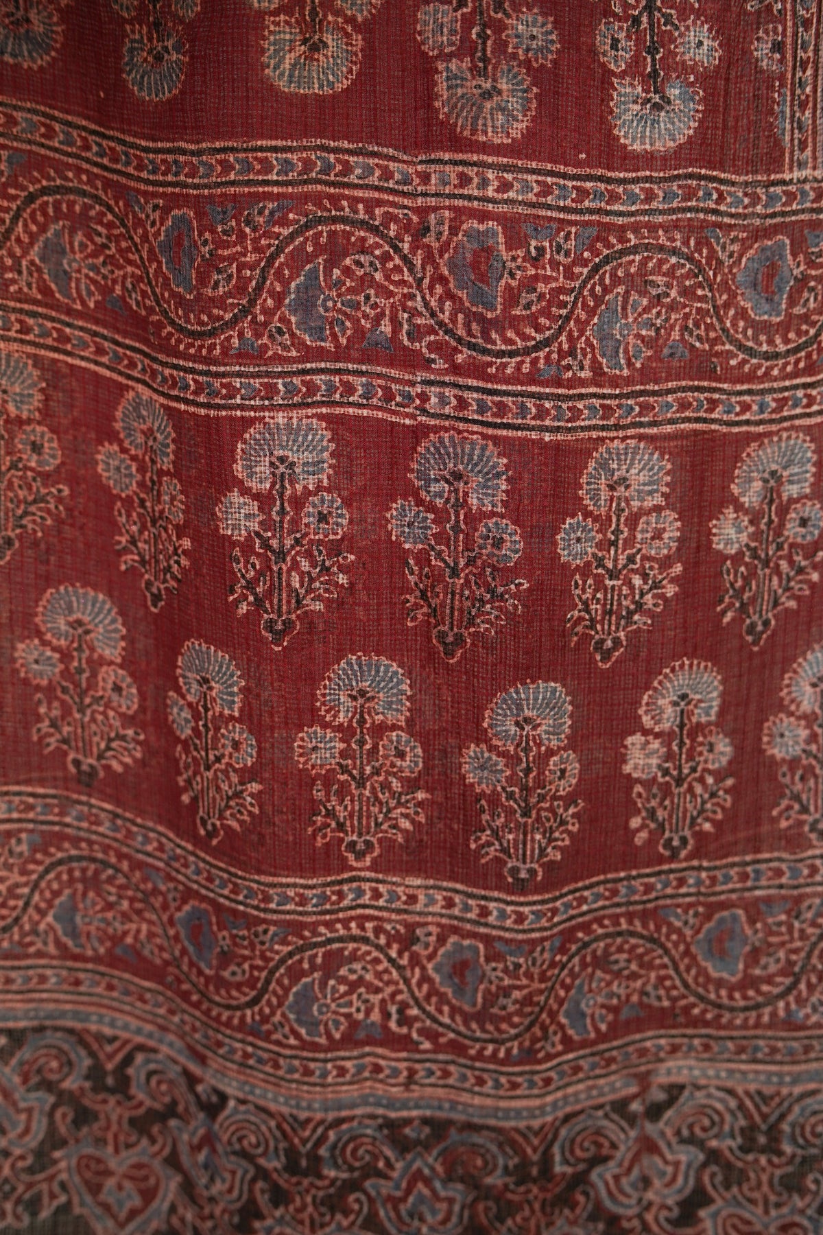 Maroon Triveni Ajrakh Dupattas