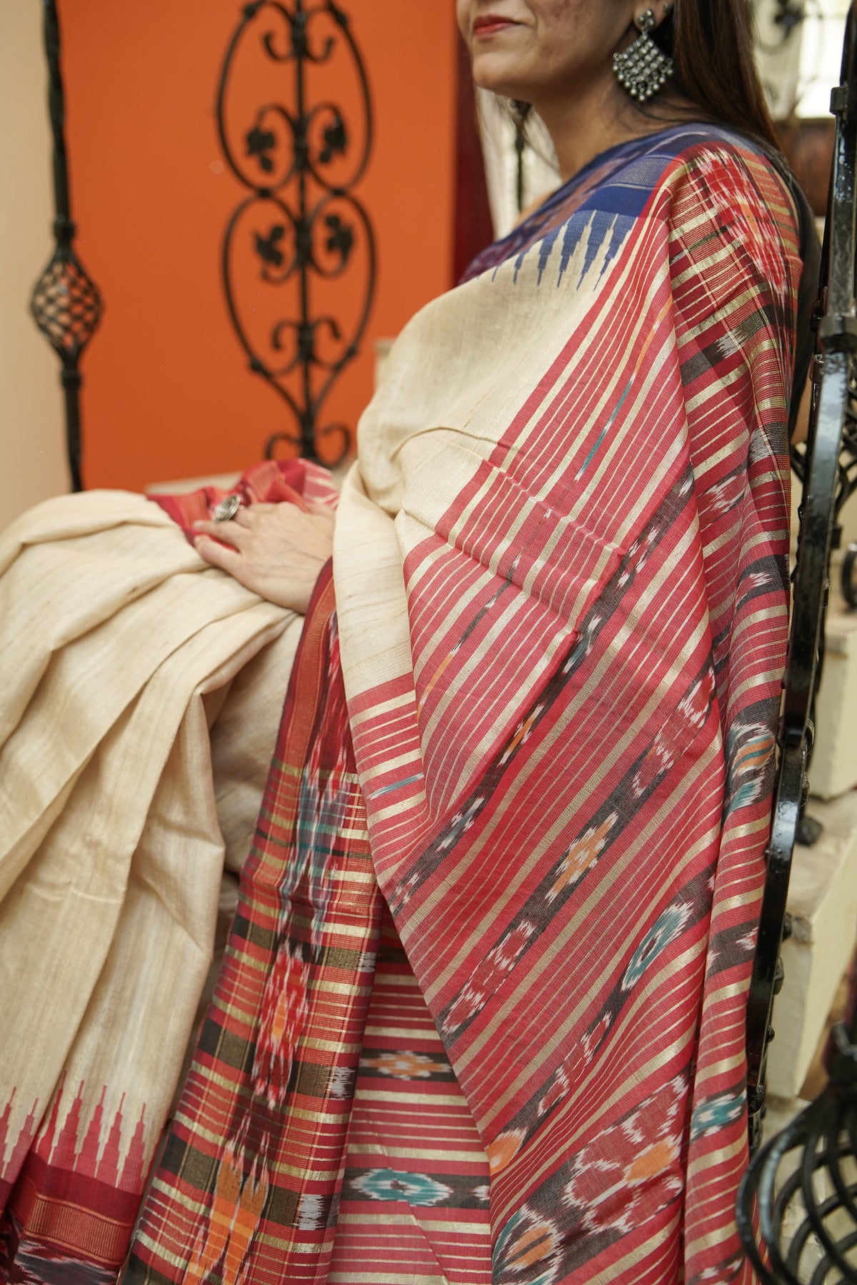 Indigo n Crimson Raw Silk Sarees