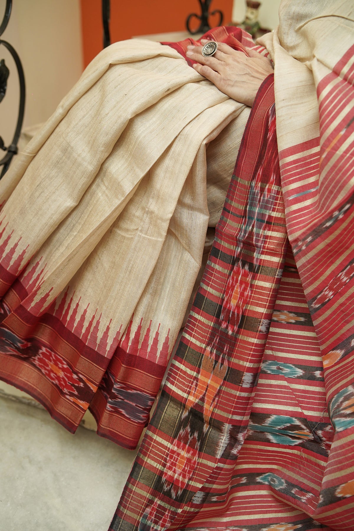 Indigo n Crimson Raw Silk Sarees