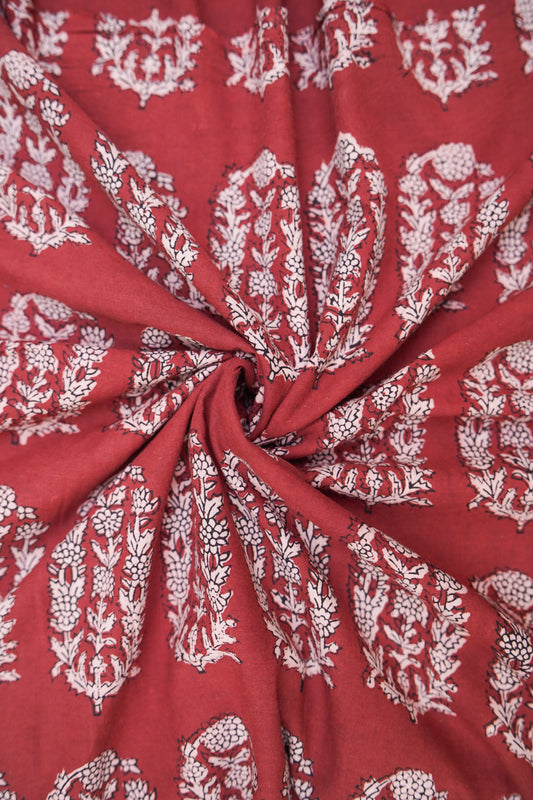 Maroon Nocturne Bagh Print Cotton Fabrics