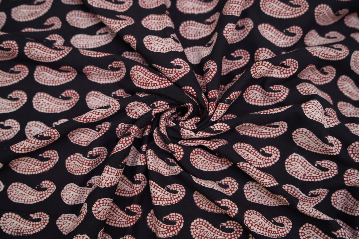 Midnight Paisleys Bagh Print Cotton Fabrics