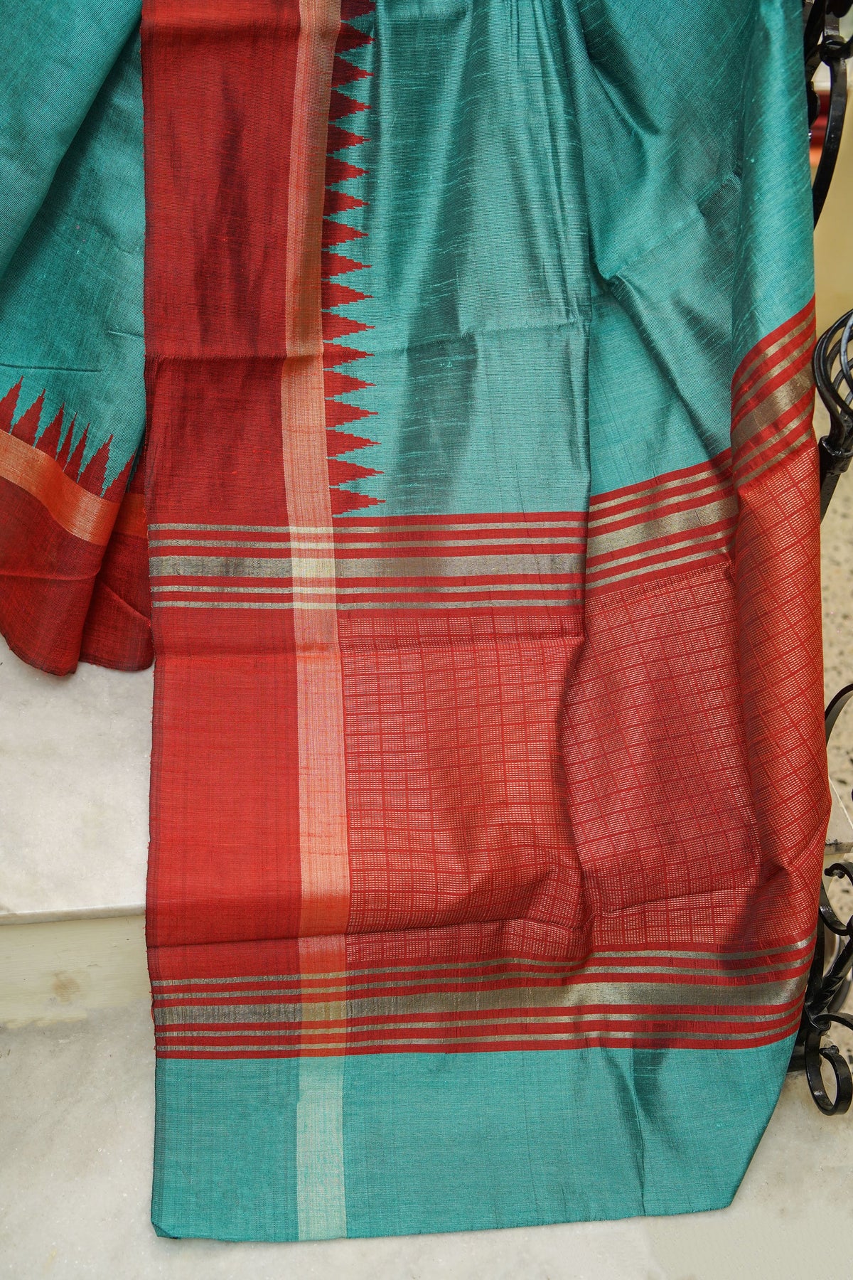 Where Blue Meets Red Raw Silk Sarees