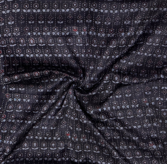 Midnight bloom Mashru Silk Fabrics