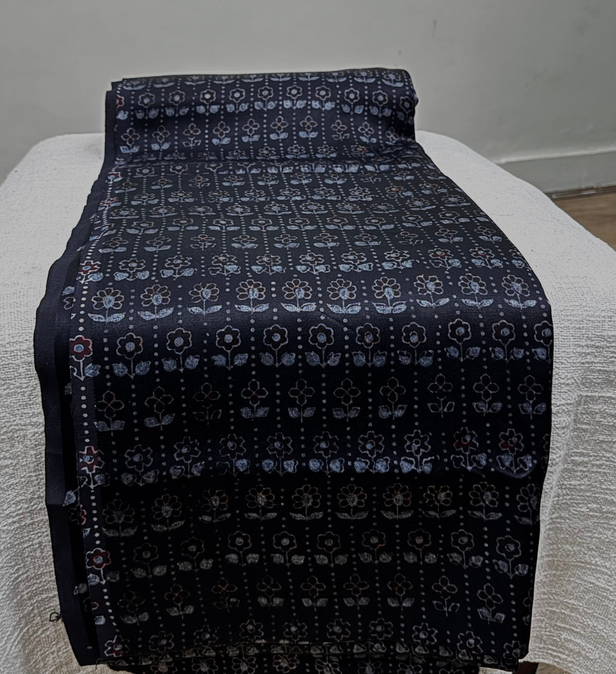 Midnight bloom Mashru Silk Fabrics