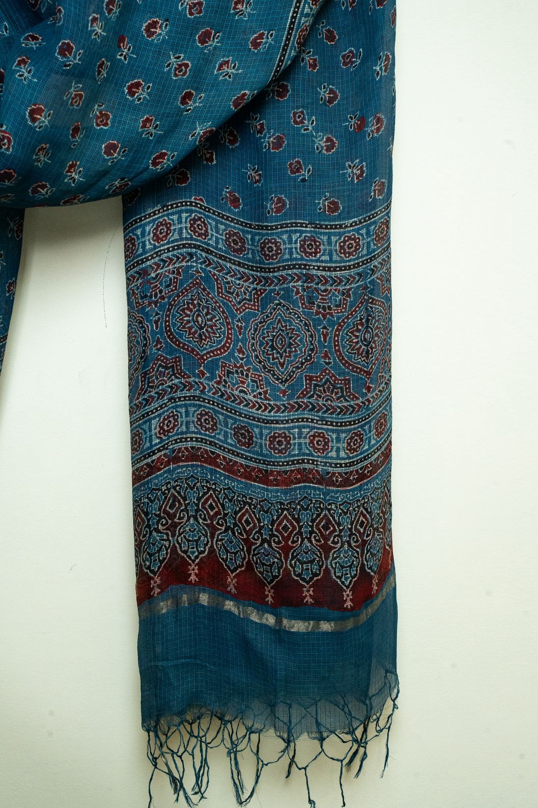 Maroon Blooms on Indigo Sky