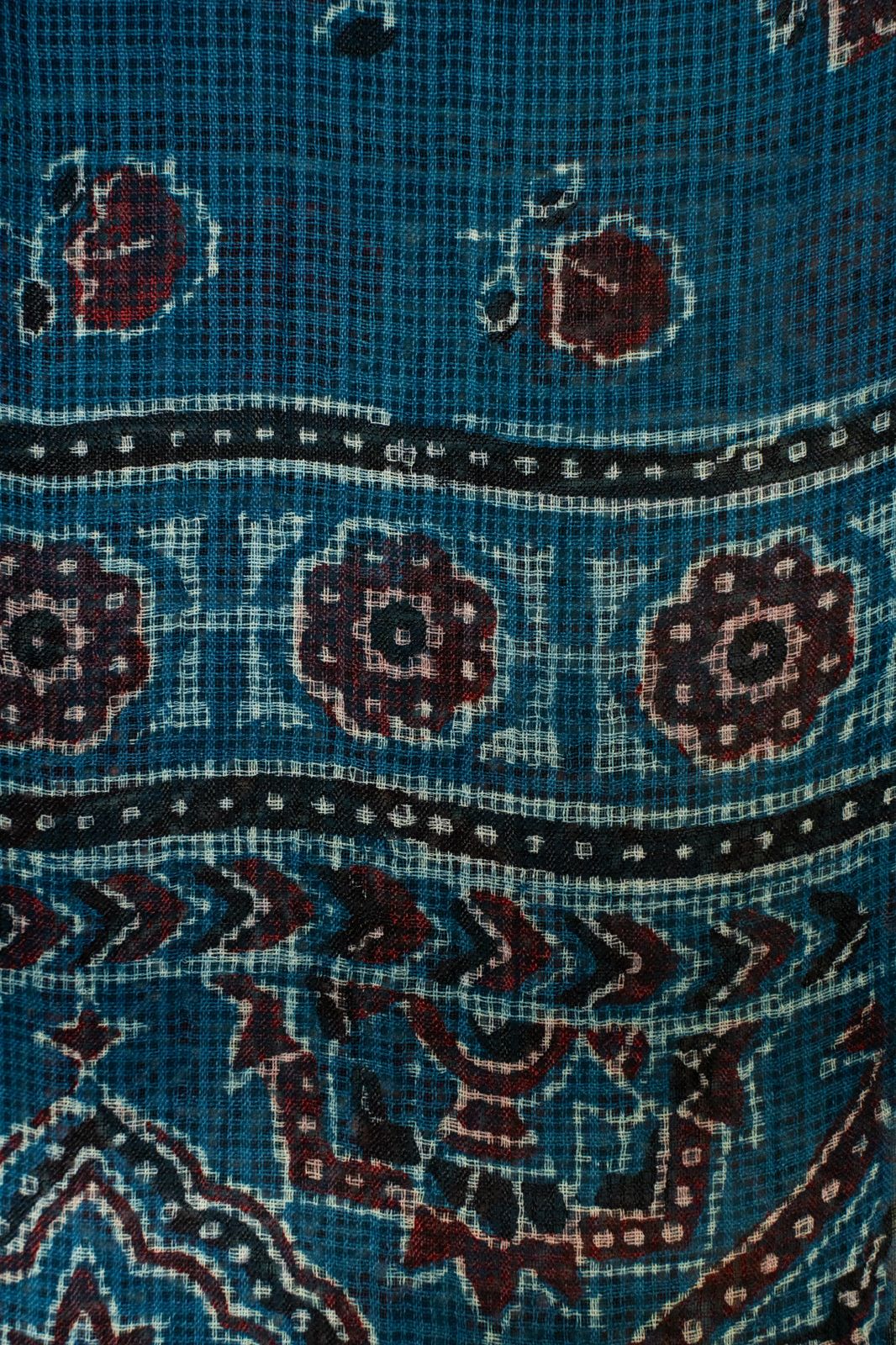 Maroon Blooms on Indigo Sky