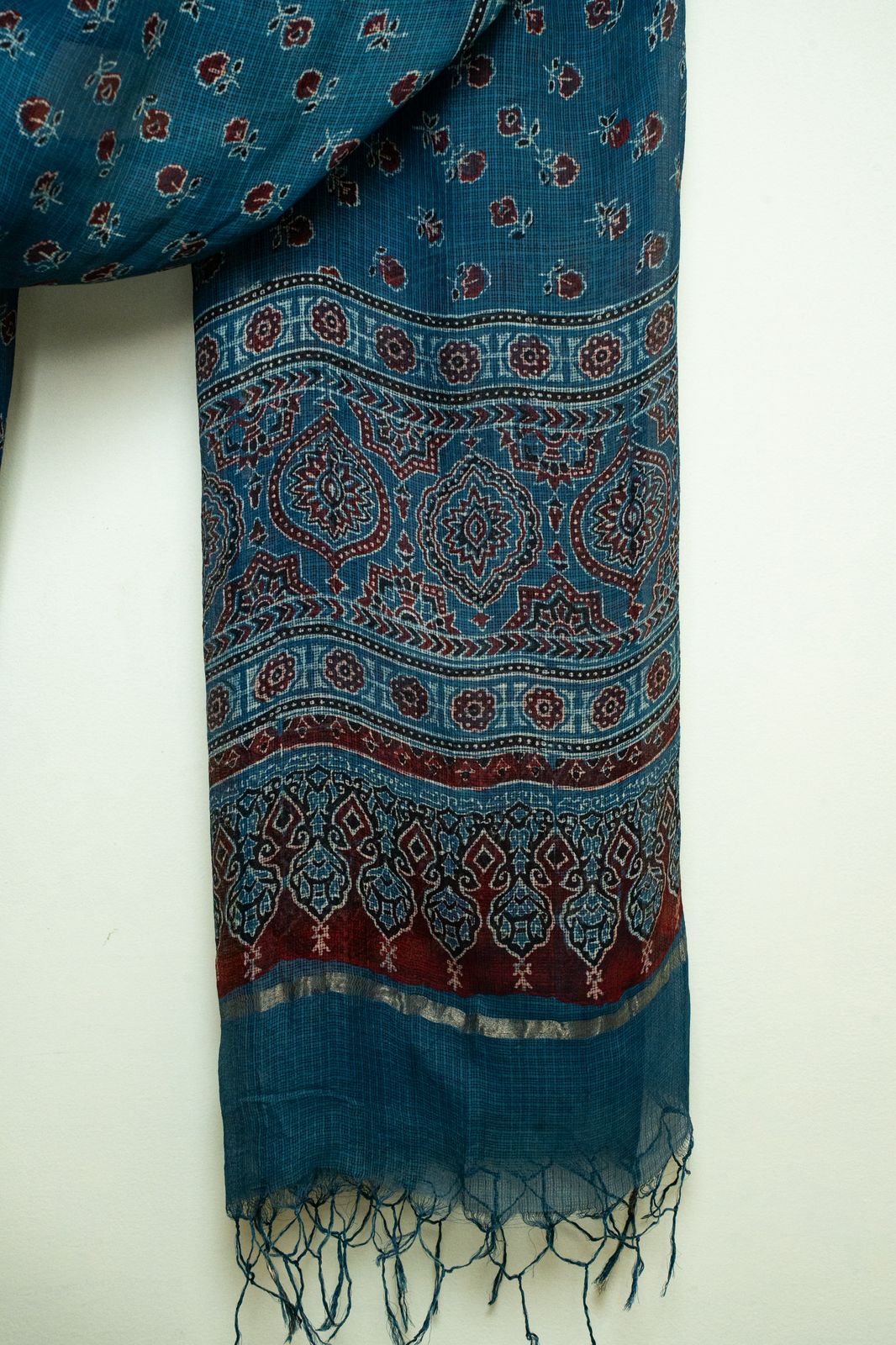 Maroon Blooms on Indigo Sky