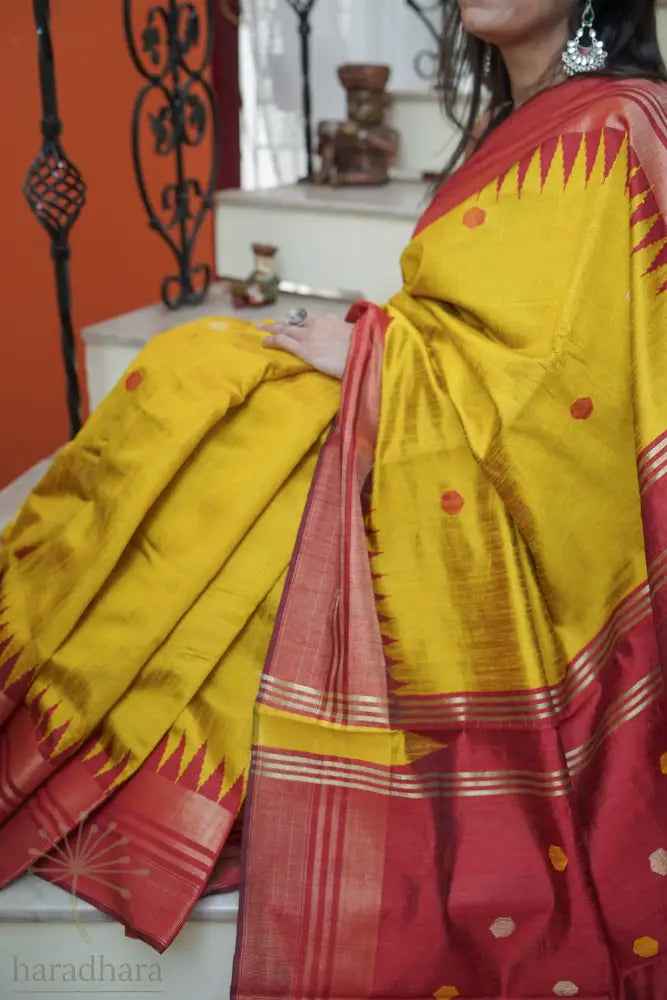 Dotted in Crimson Raw Silk Sarees