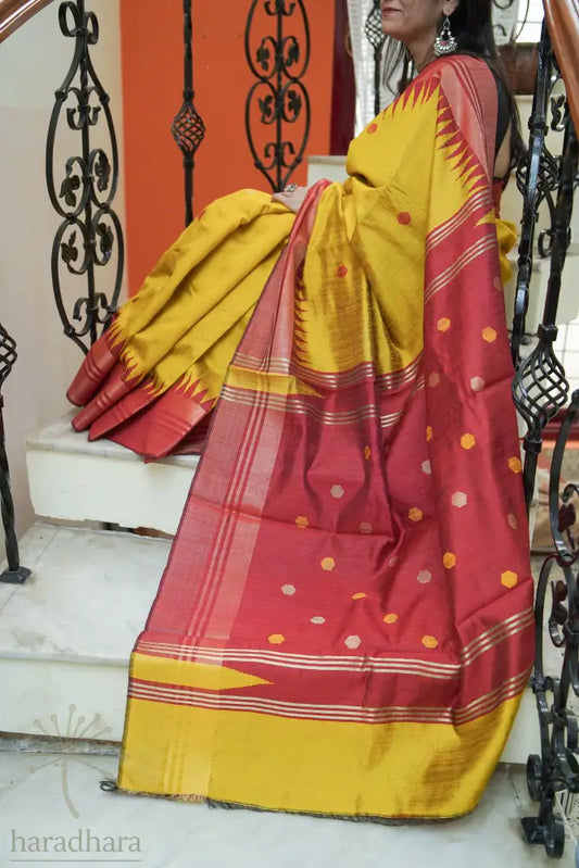 Dotted in Crimson Raw Silk Sarees