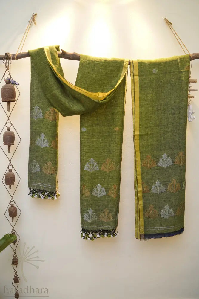 Forest Undercurrent 2.5 metres / 2.5 Metres Linen Jamdani