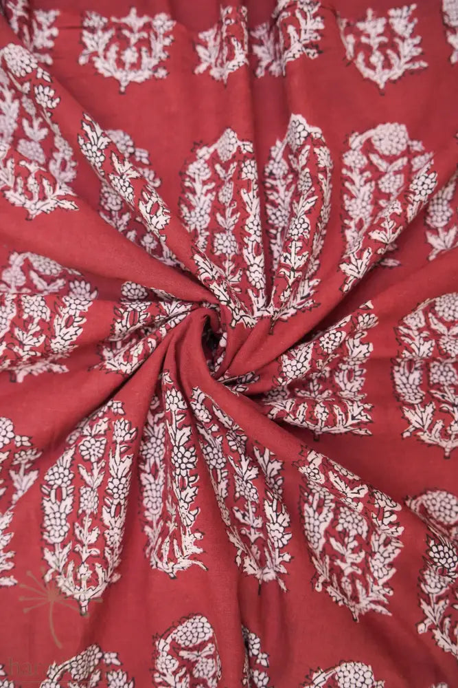 Maroon Nocturne Bagh Print Cotton Fabrics