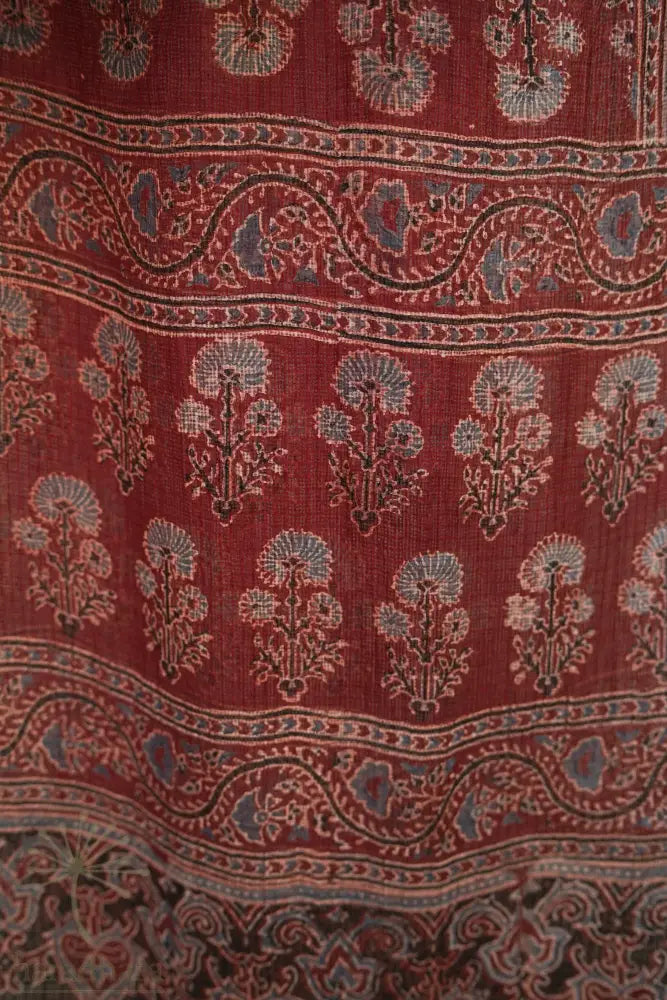 Maroon Triveni Ajrakh Dupattas