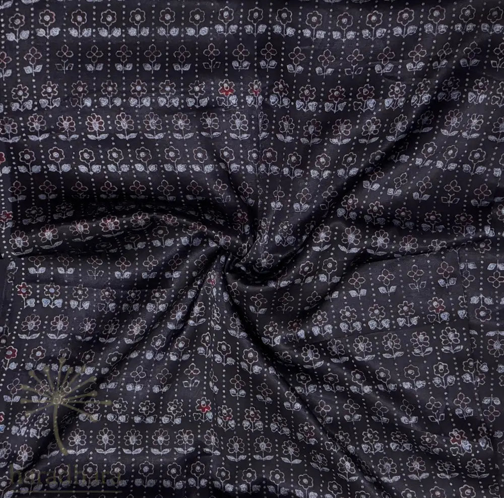 Midnight bloom Mashru Silk Fabrics