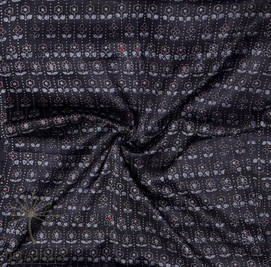 Midnight bloom Mashru Silk Fabrics