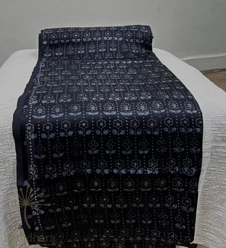 Midnight bloom Mashru Silk Fabrics