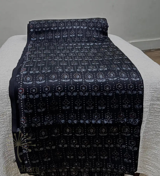 Midnight bloom Mashru Silk Fabrics