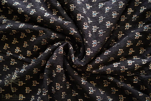 Midnight Lotus Ajrakh Hakoba Fabrics