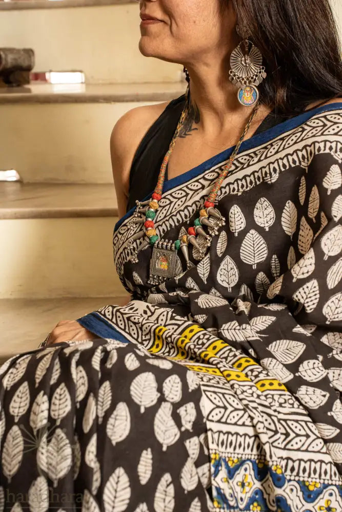 Monochrome Meadows Cotton Sarees