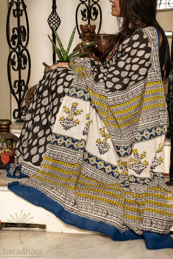 Monochrome Meadows Cotton Sarees