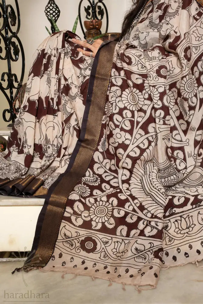 Pastures Of Grace Kalamkari Sarees