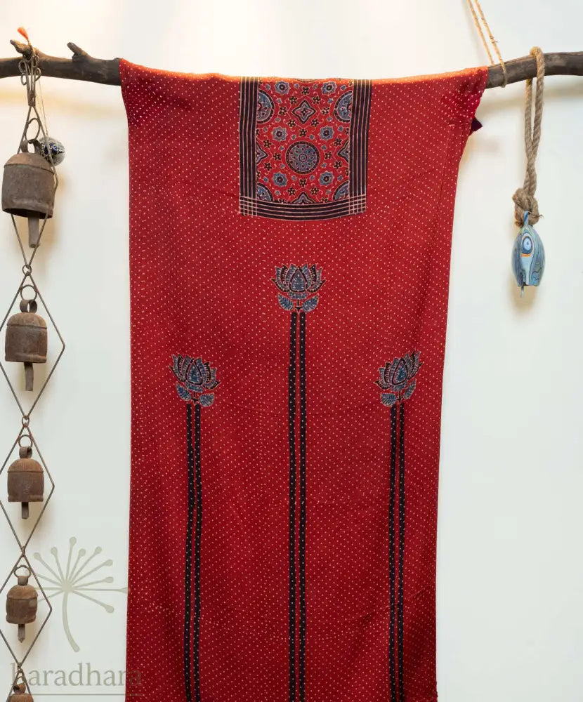 Scarlet Bloom 2.5 metres / 44 inches Modal Silk Kurtas