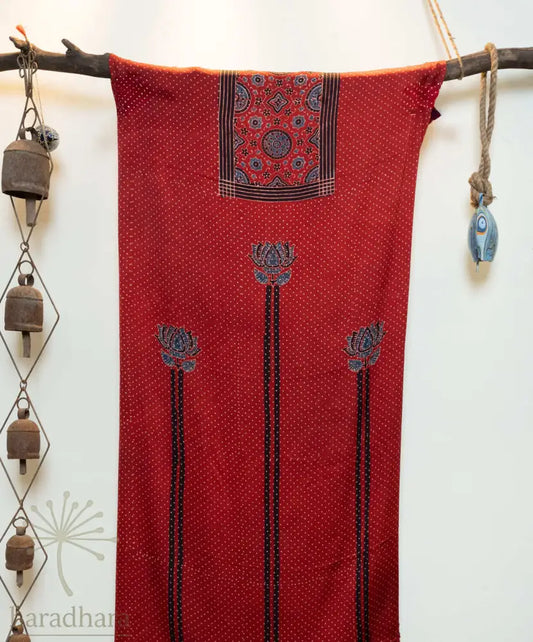 Scarlet Bloom 2.5 metres / 44 inches Modal Silk Kurtas