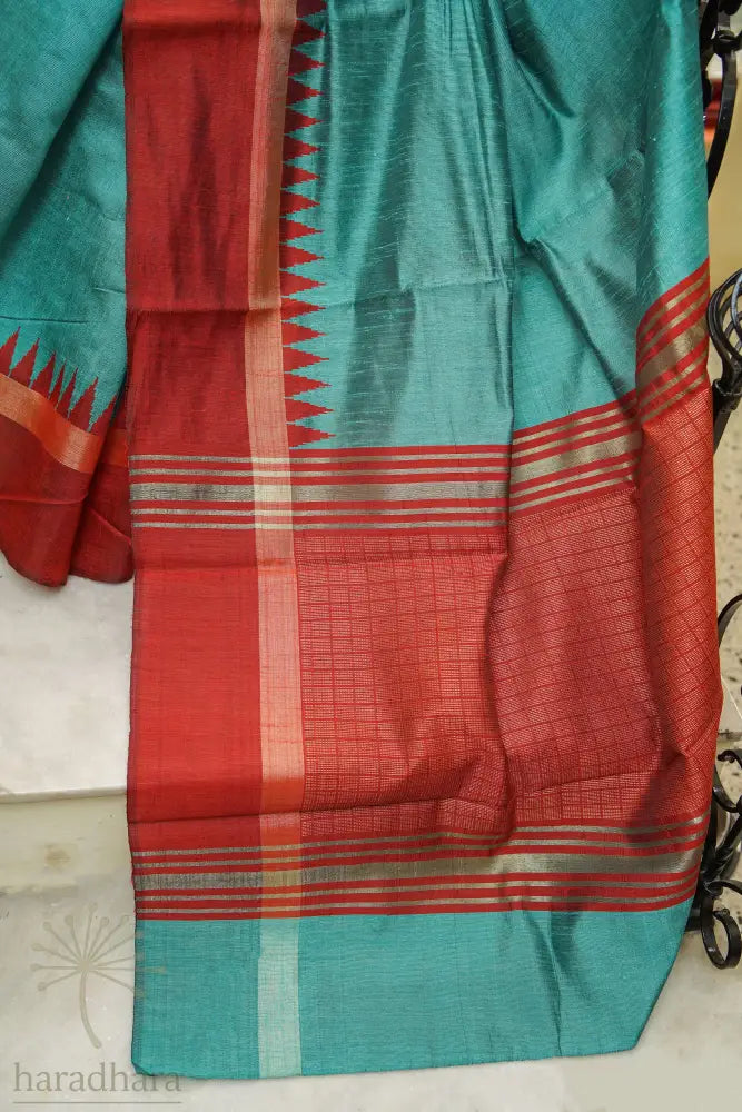 Where Blue Meets Red Raw Silk Sarees