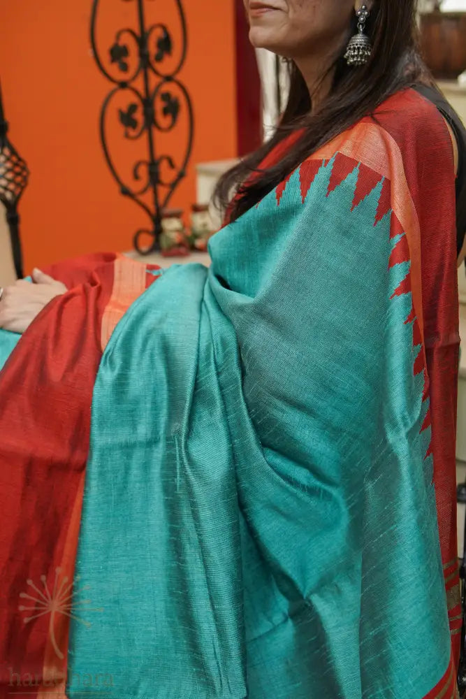 Where Blue Meets Red Raw Silk Sarees