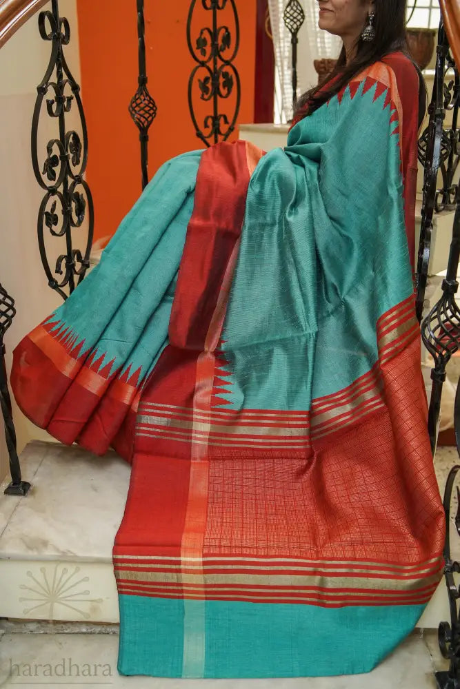 Where Blue Meets Red Raw Silk Sarees