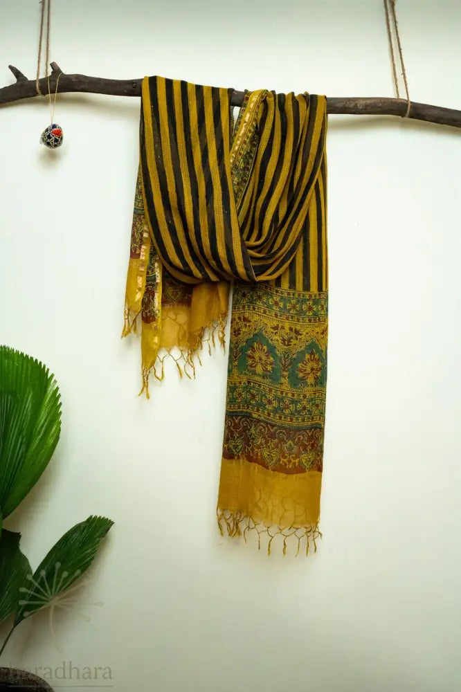 Whispers of Mustard and Bloom Ajrakh Dupattas