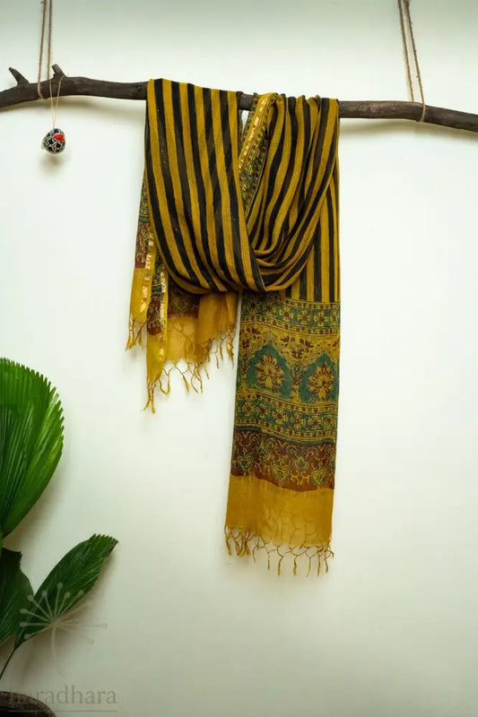 Whispers of Mustard and Bloom Ajrakh Dupattas
