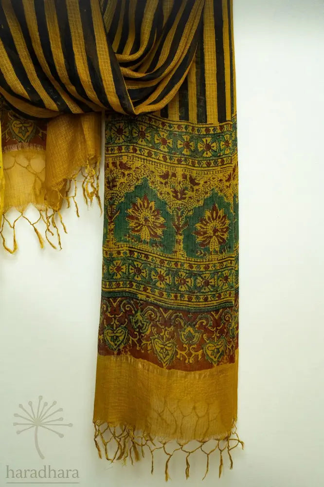 Whispers of Mustard and Bloom Ajrakh Dupattas